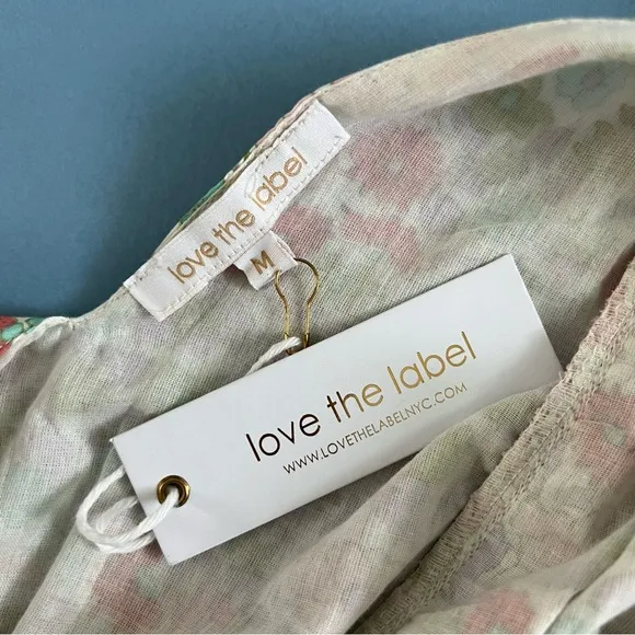NWT Anthropologie Love The Label Ines Ivory Floral Tiered Ruffle Mini Dress