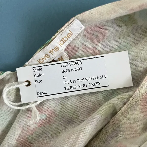 NWT Anthropologie Love The Label Ines Ivory Floral Tiered Ruffle Mini Dress