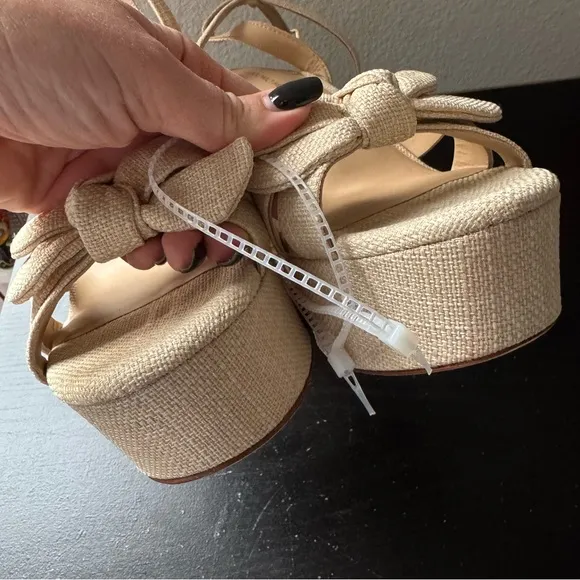 NWT Antonio Melani Bindi Raffia Bow Platform Dress Sandals Sz 8,5