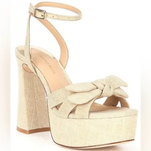 NWT Antonio Melani Bindi Raffia Bow Platform Dress Sandals Sz 8,5