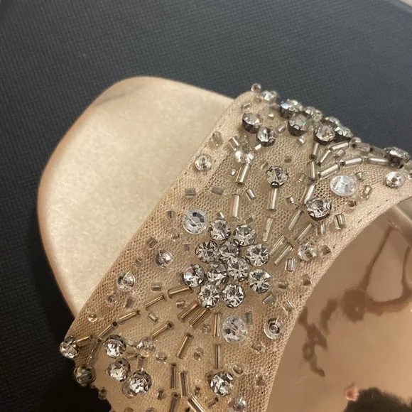 NWT! Badgley Mischka Embellished Blaine Sandals Latte