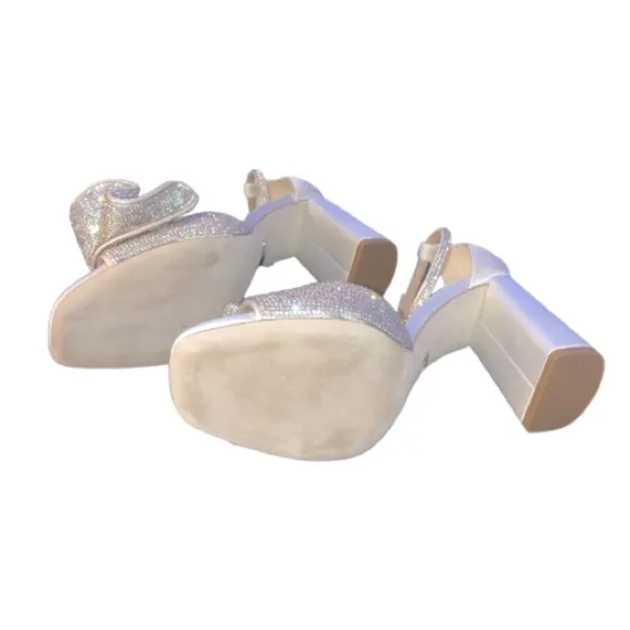 NWT Badgley Mischka Poppy Square Toe Embellished Block Heel Sandals size 6.5