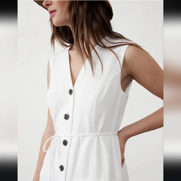 NWT Banana Republic Linen-Blend Button-Front Mini Dress - Size M