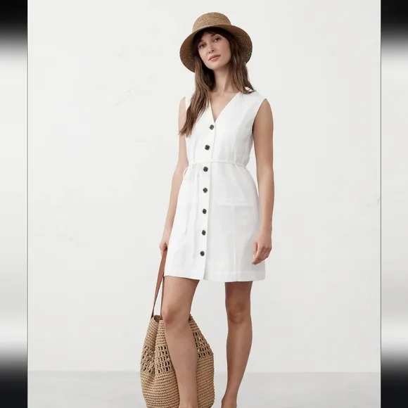 NWT Banana Republic Linen-Blend Button-Front Mini Dress - Size M