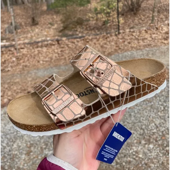 NWT Birkenstock Arizona Metallic Copper Sandals Size 37