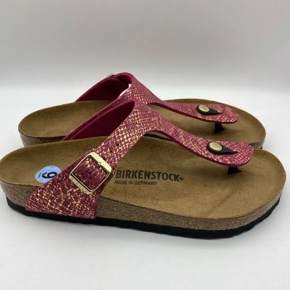 NWT Birkenstock Gizeh Women’s Python Dark Fuchsia Sandals Size 9 Germany