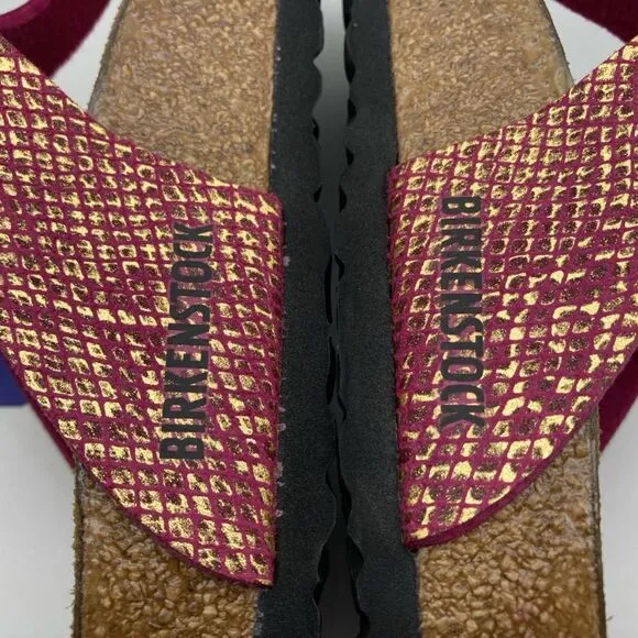 NWT Birkenstock Gizeh Women’s Python Dark Fuchsia Sandals Size 9 Germany