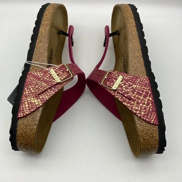 NWT Birkenstock Gizeh Women’s Python Dark Fuchsia Sandals Size 9 Germany
