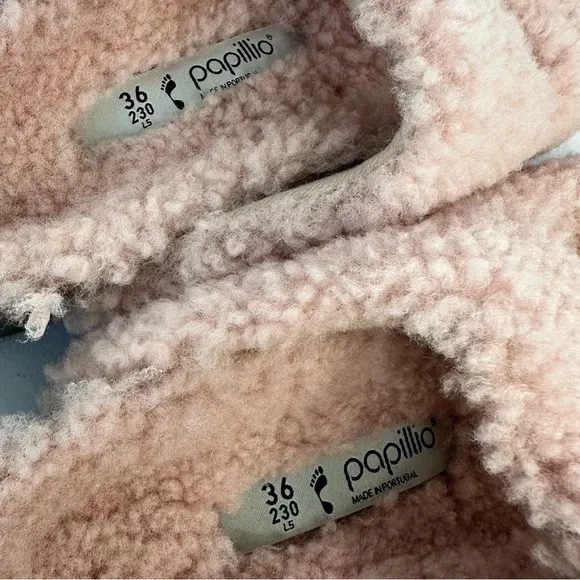 NWT Birkenstock Papillio Arizona Big Buckle Shearling fuzzy sandal pink 36/5
