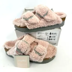 NWT Birkenstock Papillio Arizona Big Buckle Shearling fuzzy sandal pink 38/7