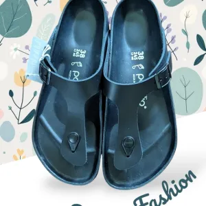 NWT Birkenstock Papillio Gizeh Flex Black Leather Platform Sandals