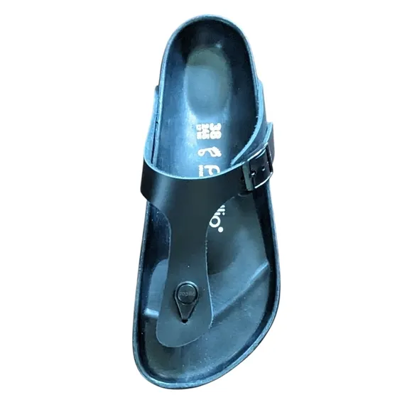 NWT Birkenstock Papillio Gizeh Flex Black Leather Platform Sandals