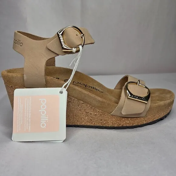 NWT Birkenstock Women's Papillio Soley Sandcastle Wedge Sandals