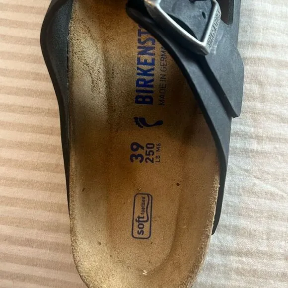 NWT Birkenstock Arizona Soft Footbed Smooth Leather Sandals 39 L-8 M-6