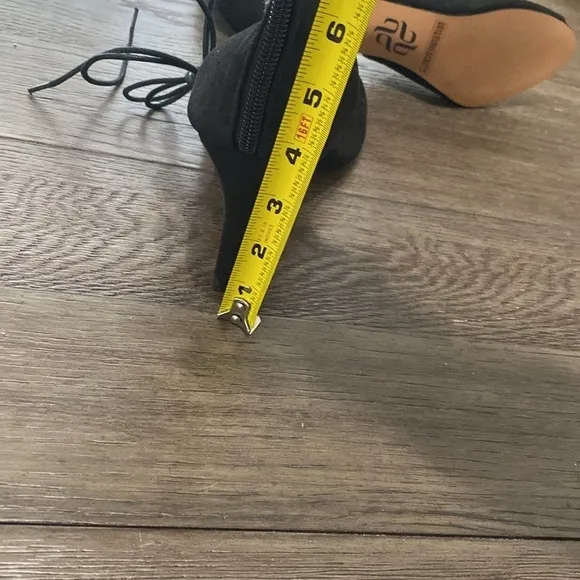 NWT BURJU Amalia Open Toe Lace Up Heeled Sandals | Black | Size 12