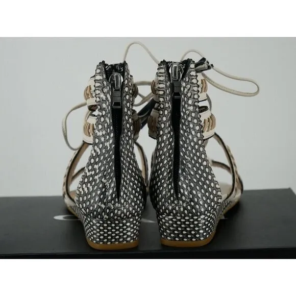NWT Coach Via Demi Gladiator Wedge Snakeskin Sandals in White 5