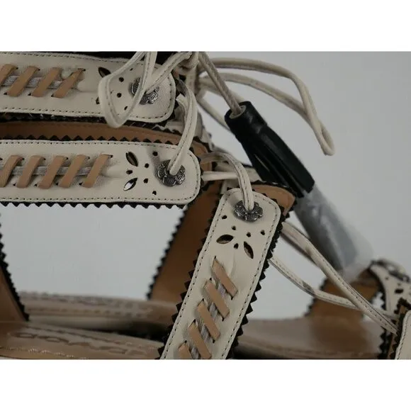 NWT Coach Via Demi Gladiator Wedge Snakeskin Sandals in White 5
