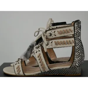 NWT Coach Via Demi Gladiator Wedge Snakeskin Sandals in White 5