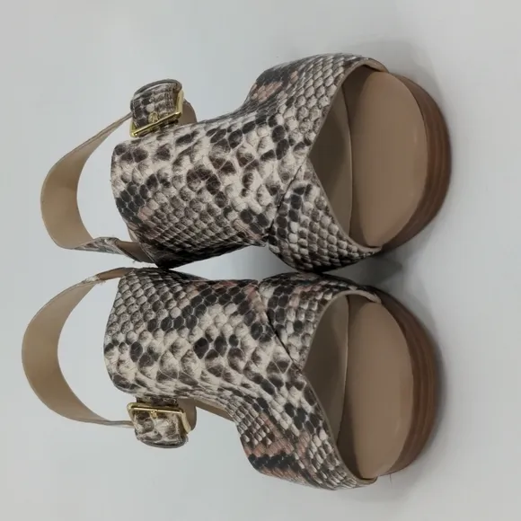 NWT COLE HAAN Snakeskin Leather Wedge Sandals