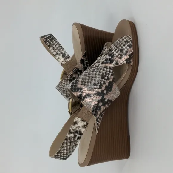 NWT COLE HAAN Snakeskin Leather Wedge Sandals