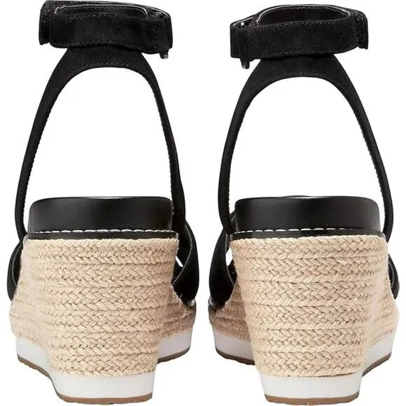 NWT Cole Haan Womens Cloud Crisscross Adjustable Wedge Sandals,Black -Size 6
