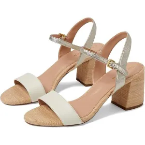 NWT Cole Haan Women's Josie Block Heeled Sandal, Ivory/Soft Gold-Size 9