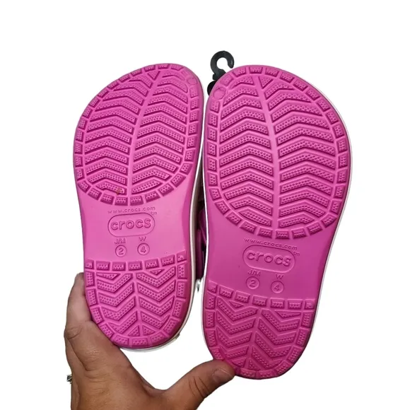 NWT Crocs Girl's Crocband Platform Clogs Size 2 Barbie Pink White