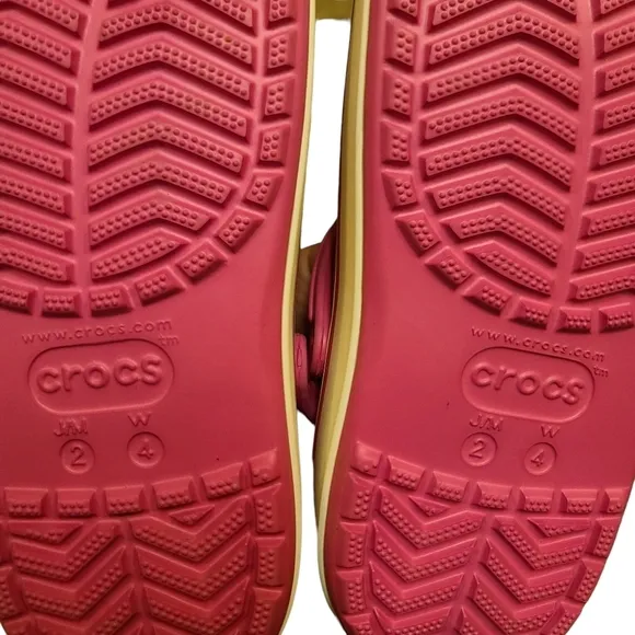 NWT Crocs Girl's Crocband Platform Clogs Size 2 Barbie Pink White