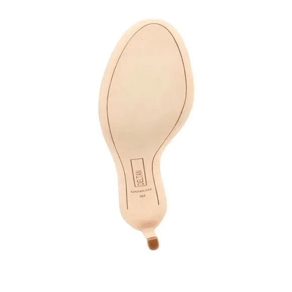 NWT Deltan Clear Cream/Tan/ Beige Vinyl High Heels Sandals. Size:9