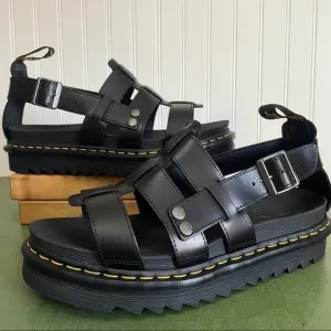 NWT Dr. Martens TERRY Fisherman's Sandals in Black Leather