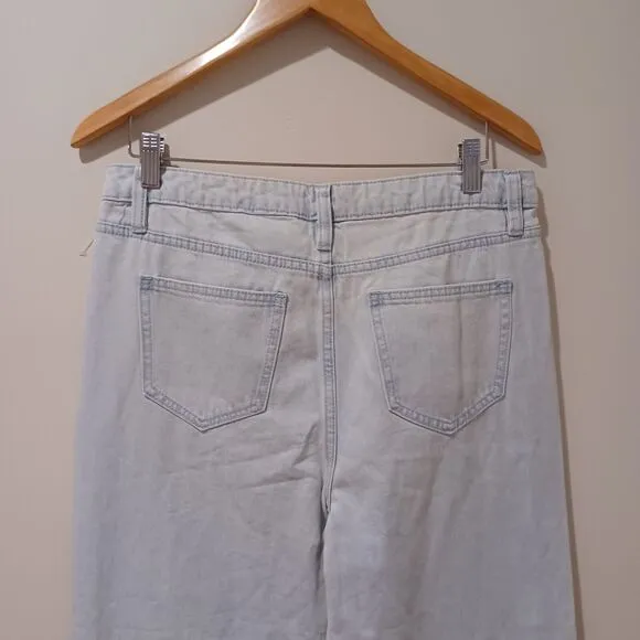 NWT Driftwood Charlee Wide Leg Cropped Jeans Eyelet Embroidered High Rise Sz 30