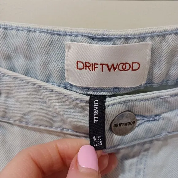NWT Driftwood Charlee Wide Leg Cropped Jeans Eyelet Embroidered High Rise Sz 30