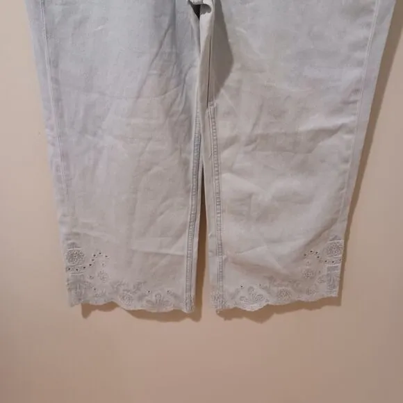 NWT Driftwood Charlee Wide Leg Cropped Jeans Eyelet Embroidered High Rise Sz 30