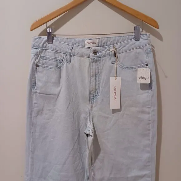 NWT Driftwood Charlee Wide Leg Cropped Jeans Eyelet Embroidered High Rise Sz 30