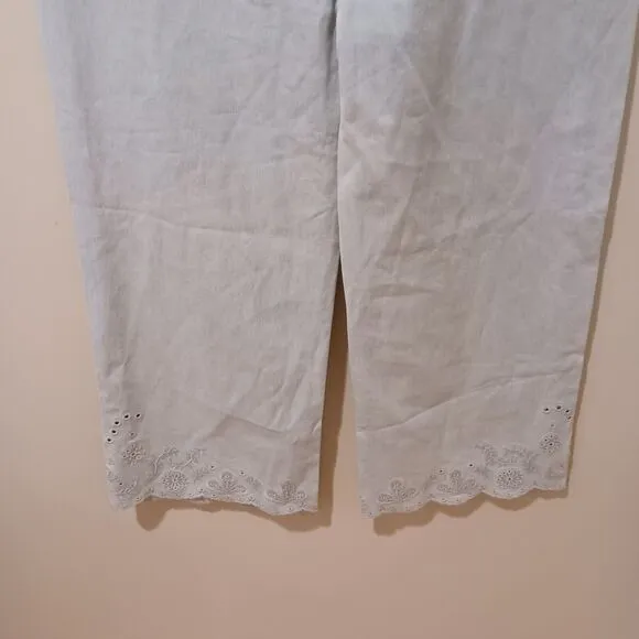 NWT Driftwood Charlee Wide Leg Cropped Jeans Eyelet Embroidered High Rise Sz 30