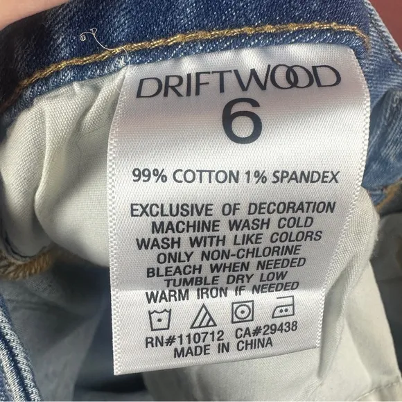 NWT Driftwood Colette Skinny Jeans Embroidered Cuff Cropped Waist 6 Length 27