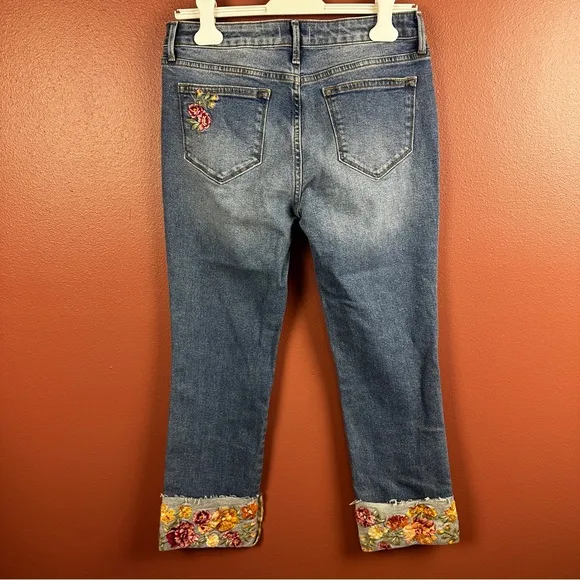 NWT Driftwood Colette Skinny Jeans Embroidered Cuff Cropped Waist 6 Length 27