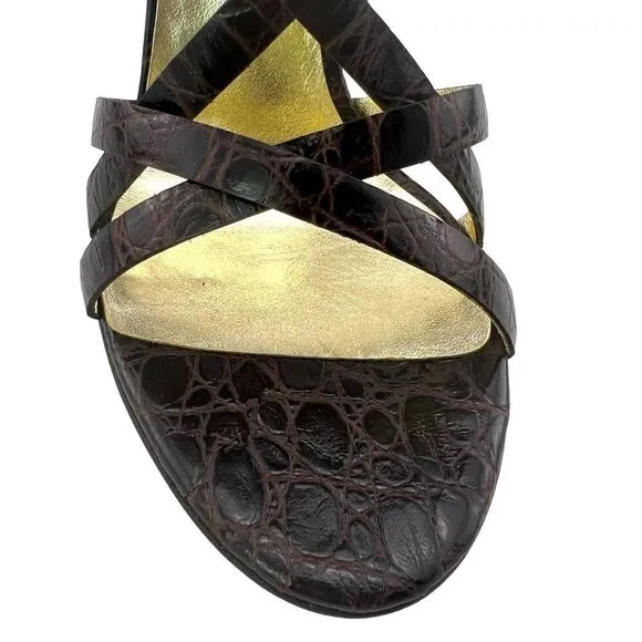 NWT Dsquared2 Women’s Croc Embossed Leather High Heel Sandals US 8 | $650
