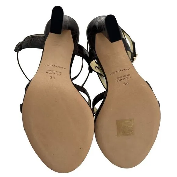 NWT Dsquared2 Women’s Croc Embossed Leather High Heel Sandals US 8 | $650