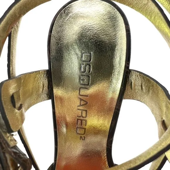 NWT Dsquared2 Women’s Croc Embossed Leather High Heel Sandals US 8 | $650