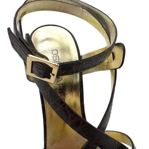 NWT Dsquared2 Women’s Croc Embossed Leather High Heel Sandals US 8 | $650