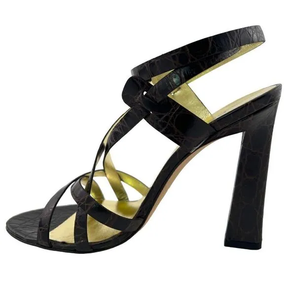 NWT Dsquared2 Women’s Croc Embossed Leather High Heel Sandals US 8 | $650