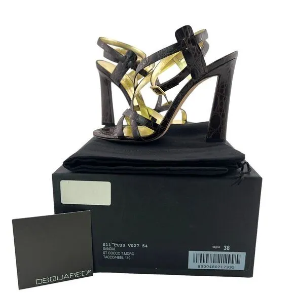 NWT Dsquared2 Women’s Croc Embossed Leather High Heel Sandals US 8 | $650