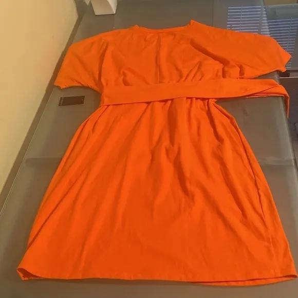 NWT Eloquii Orange Midi Dress with Ruching Size 16