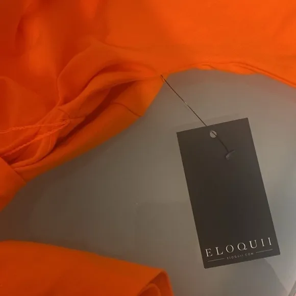 NWT Eloquii Orange Midi Dress with Ruching Size 16