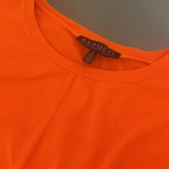 NWT Eloquii Orange Midi Dress with Ruching Size 16