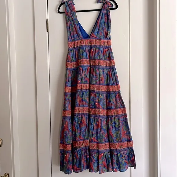 NWT. FARM Rio Blue Macaw Flight Midi Dress Size Small