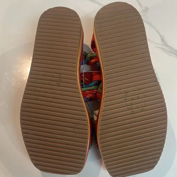 NWT Farm Rio Red Tropical Platform Sandals Size 6 - 6.5