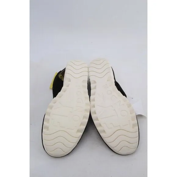Nwt FLY London  Leather Yazu Wedge Sandals Black 39 Us 8-8.5