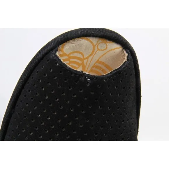 Nwt FLY London  Leather Yazu Wedge Sandals Black 39 Us 8-8.5